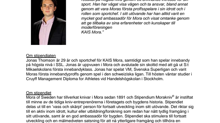2012 års Morakniv® stipendiat utsedd