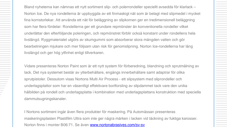 Flera nyheter från Norton på Automässan 2017