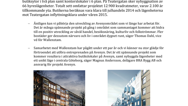 BRA Bygg AB bygger för Wallenstam på Avenyn i Göteborg