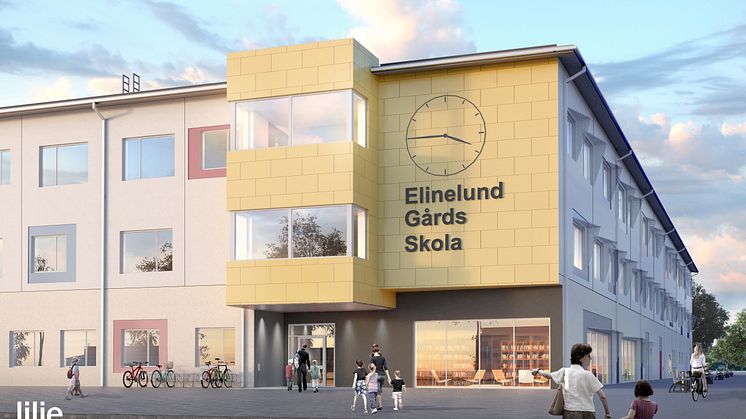 Så här ska den nya skolan i Elinelund se ut. Illustration: Liljewall arkitekter 
