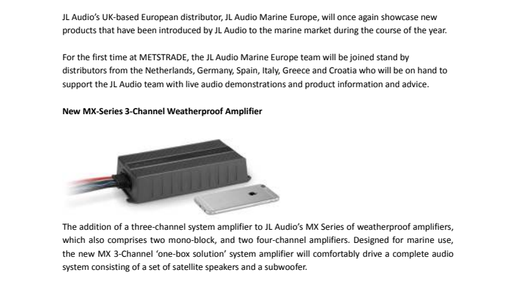 JL Audio Marine Europe - METSTRADE: New Product Round-up 2017 