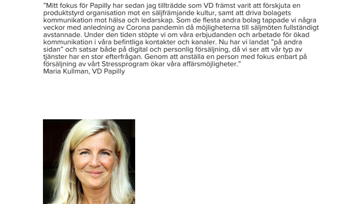 PAPILLY FÖRSTÄRKER ORGANISATIONEN MED YTTERLIGARE EN SÄLJARE