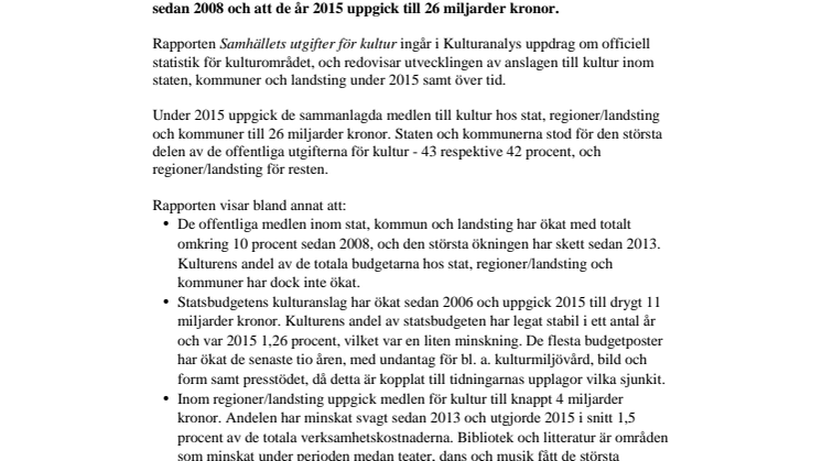 Ny statistik: Hur utvecklas de offentliga anslagen till kultur? 