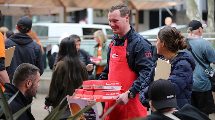 The Rapid Relief Team handing out burgers during a open-day at a hospital.