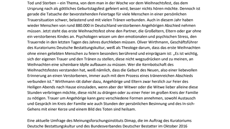 Weihnachten ohne einen geliebten Verstorbenen