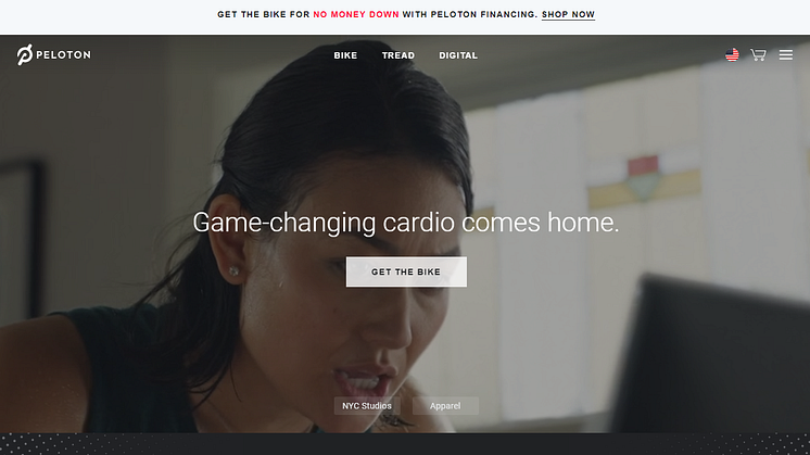 A screenshot of Peloton's website