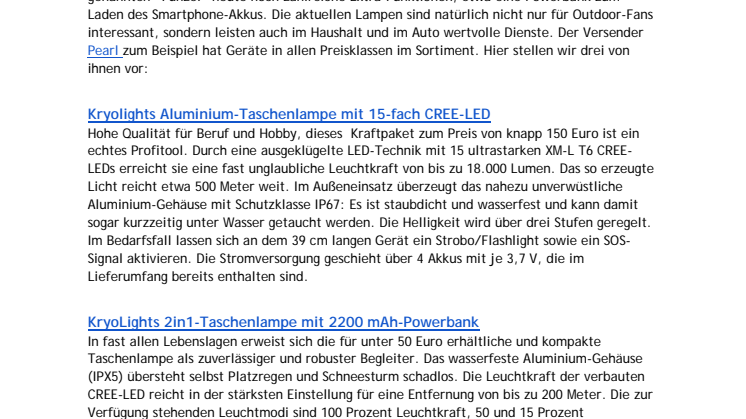 Camping-Saison 2014:  Auf die richtige Taschenlampe kommt es an