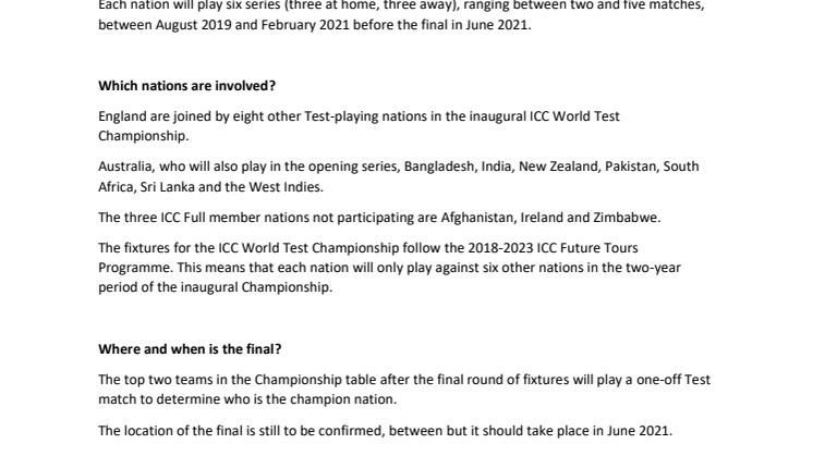 ICC World Test Championship FAQs