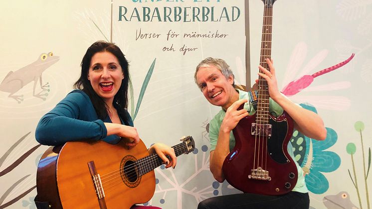 Anja Bigrell och Marcus Holmberg i familjekonserten Under ett rabarberblad med Länsmusiken i Stockholm på Musikaliska 1 feb 2020. Foto: Maja Embrink.