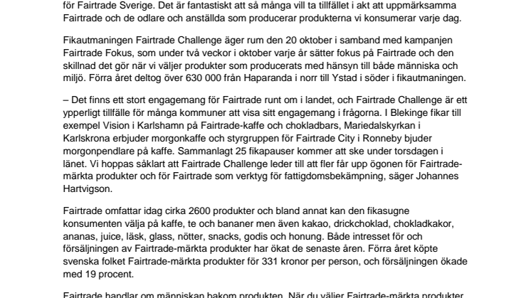 Över 3100 Blekingebor deltar i årets stora Fairtrade-fika