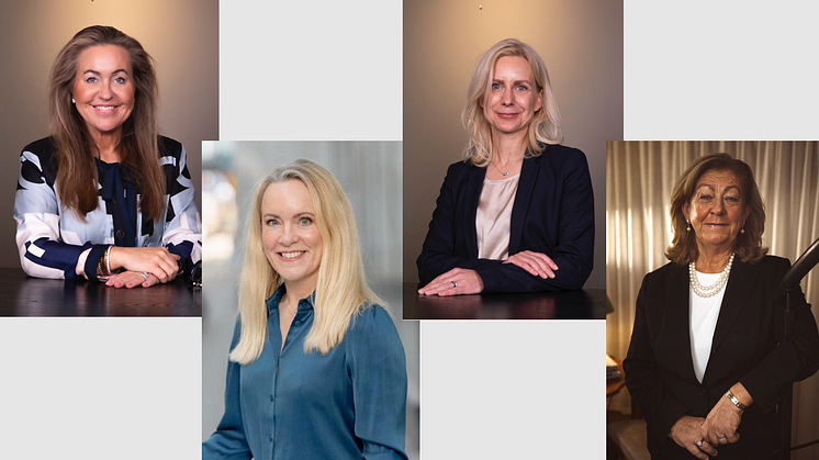 Fr v: Eva Pantzar Waage, vd och koncernchef, Hanna Bertils, vd Säkra Koncept, Karin Cederbaum, vd Säkra Spar och Paulina von Euler, vd von Euler & Partners