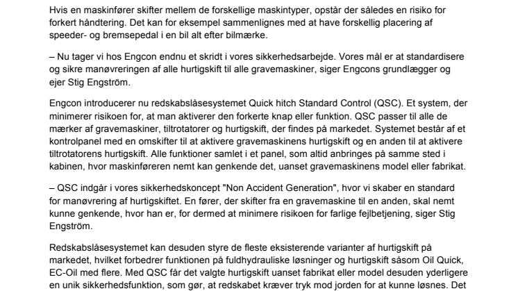 Standardiseret manøvrering af hurtigskift højner sikkerheden