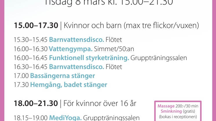 Program för Hylliebadets Ladies Day 8/3