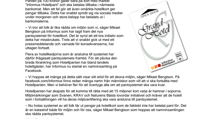 Namninsamling ska rädda Hotellpanten (aprilskämt 2011)