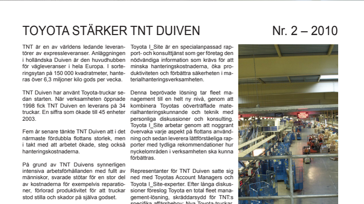 Kundcase I_Site - Toyota stärker TNT Duiven
