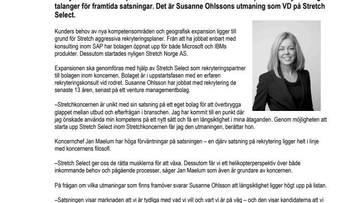 Nytt rekryteringsbolag i Stretchkoncernen