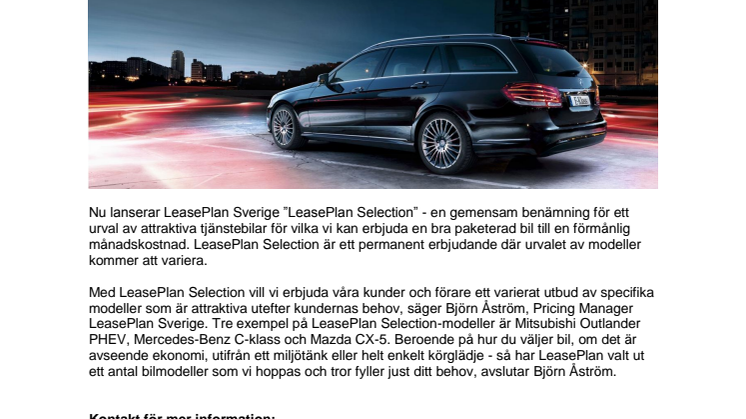 LeasePlan Selection - attraktiva bilar med en förmånlig månadskostnad
