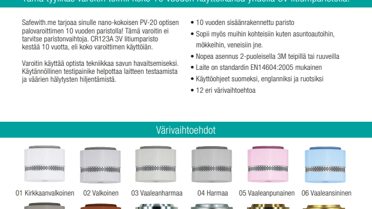 PV-20 palovaroitin Nano Tekniset tiedot