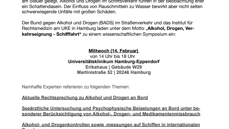 Alkohol, Drogen, Verkehrseignung - Schifffahrt