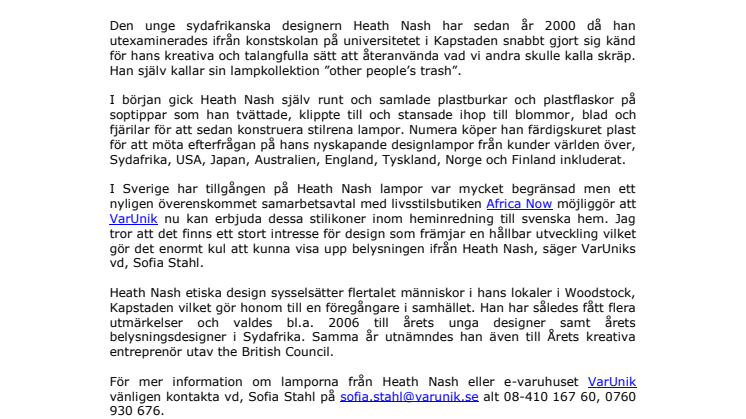 VarUnik erbjuder trendriktiga lampor till den miljömedvetne