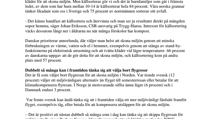 Svenskar och norrmän källsorterar, danskar släcker lampan