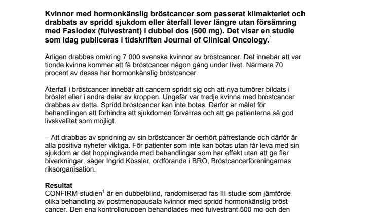 Bättre resultat med dubbel dos vid spridd bröstcancer