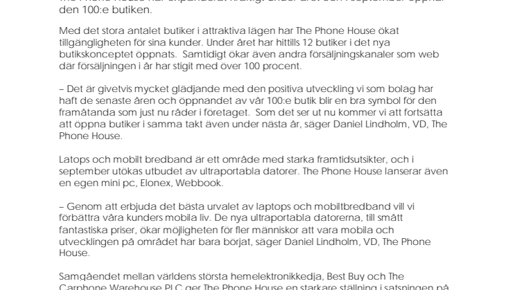 The Phone House firar 100 butiker i Sverige 