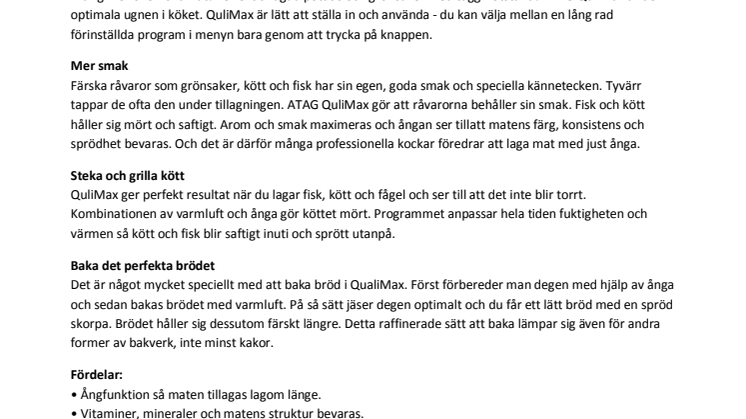 Full fart framåt med QuliMax
