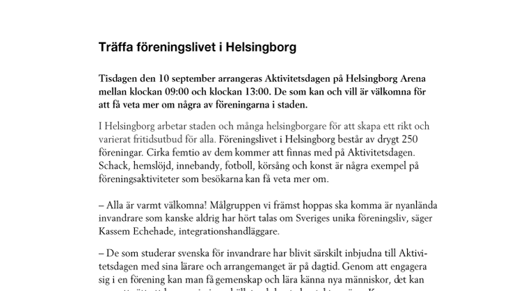 Träffa föreningslivet i Helsingborg