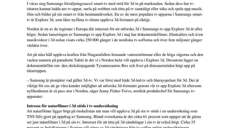 Niagarafallet i 3d - Samsungs tv-app lockar i Norden