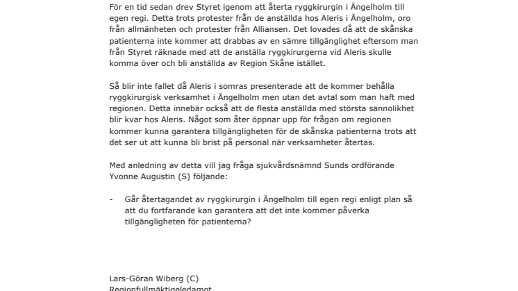 Fråga - Ryggkirurgin i Ängelholm