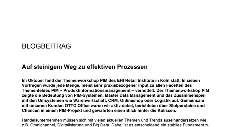 Auf steinigem Weg zu effektiven Prozessen