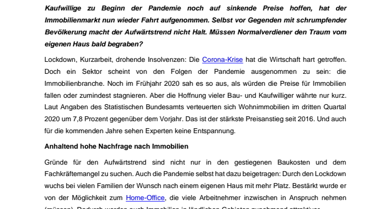 Ist das eigene Traumhaus noch bezahlbar?