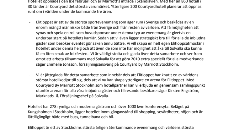 Courtyard by Marriott Stockholm  - ny huvudsponsor till Elitloppet ’10