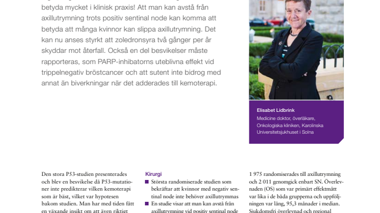 Bröstcancer - överläkare Elisabet Lidbrink rapporterar från ASCO 2010
