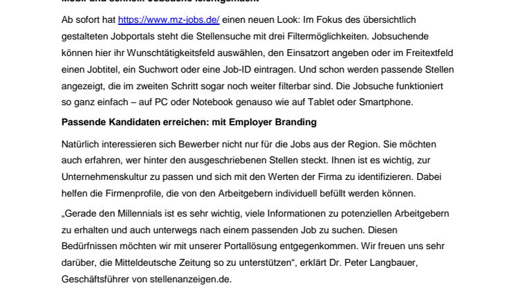 stellenanzeigen.de unterstützt Mitteldeutsche Zeitung beim eigenen Online-Stellenmarkt