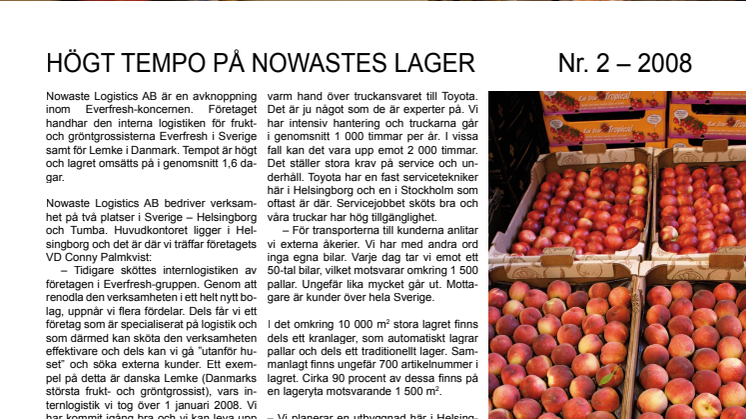 Högt tempo på Nowastes lager i Helsingborg