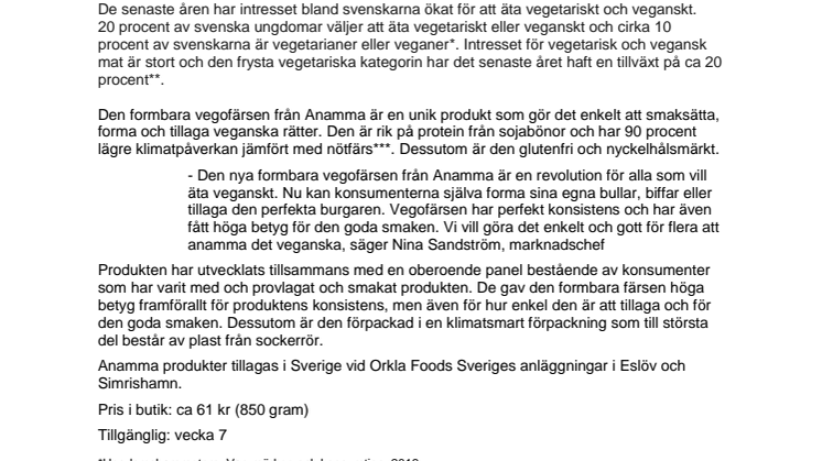 Formbar vegofärs från Anamma revolutionerar den veganska matlagningen