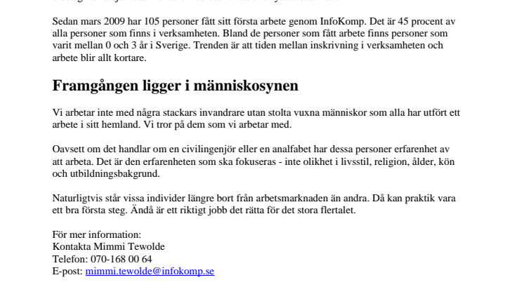 InfoKomp hittar jobb till nyanlända invandrare