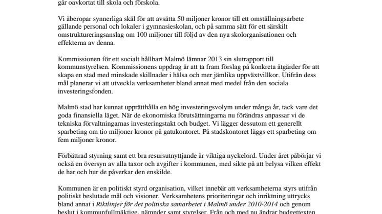 Rödgrönas budgettext för 2013 klar
