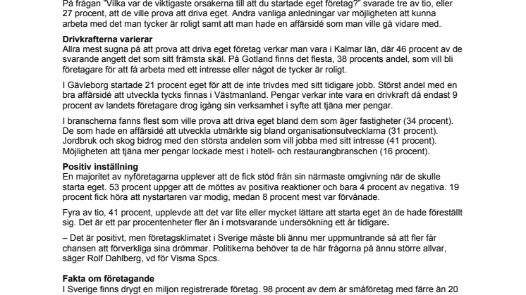 ​Pengar sällan drivkraft för nyföretagande