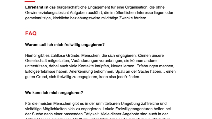 Freiwilliges Engagement - Definition / FAQ