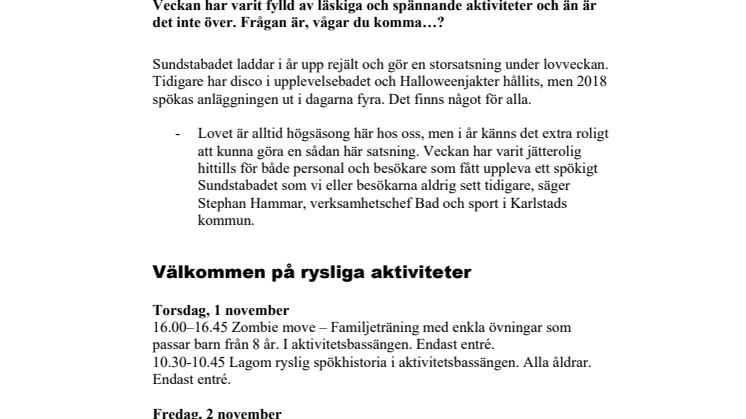 Pressinbjudan - Vågar du besöka ett spökigt Sundstabadet?