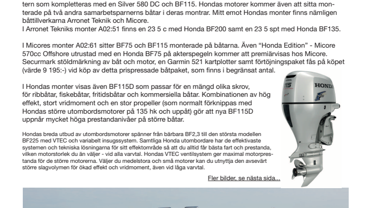 Honda på Göteborgs båtmässa den 5-13/2 2011