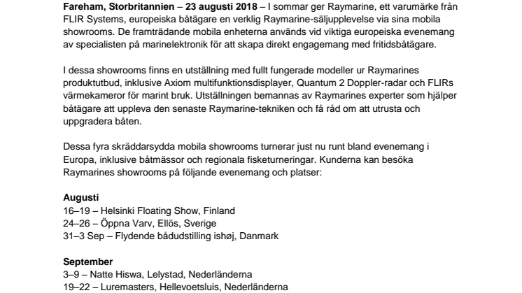 Raymarine: Mobila showrooms tar den senaste Raymarine-tekniken direkt till båtägare  