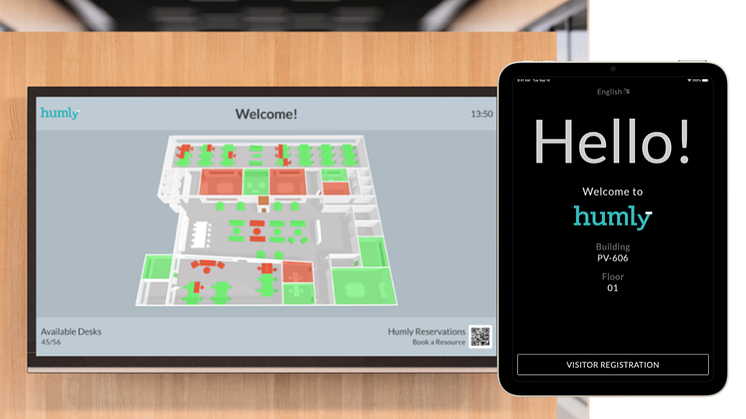 Humly Floor Plan och Humly Visitor är de två nya tilläggen i Humlys produktportfölj Workplace Solutions﻿.