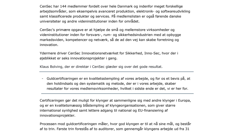 EU-guld til Danmarks eneste forsvarsklynge