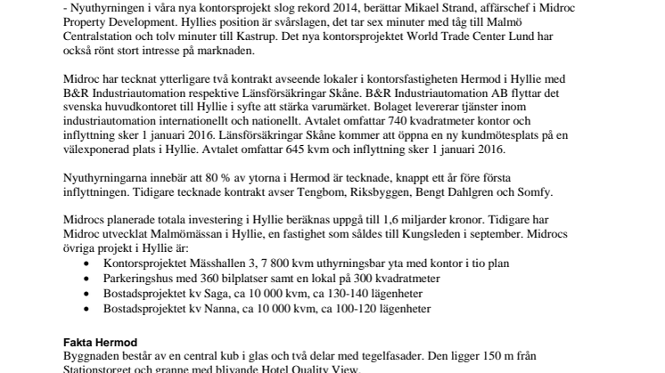 Midroc har tecknat nya kontrakt i Hyllie
