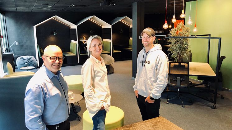 Kontorhusets Hakon Lærum hadde med seg interiørarkitekt Trine Hjelle fra Annet Format og Kristoffer Steen fra Cutfab i utviklingen av Gründerhuset.