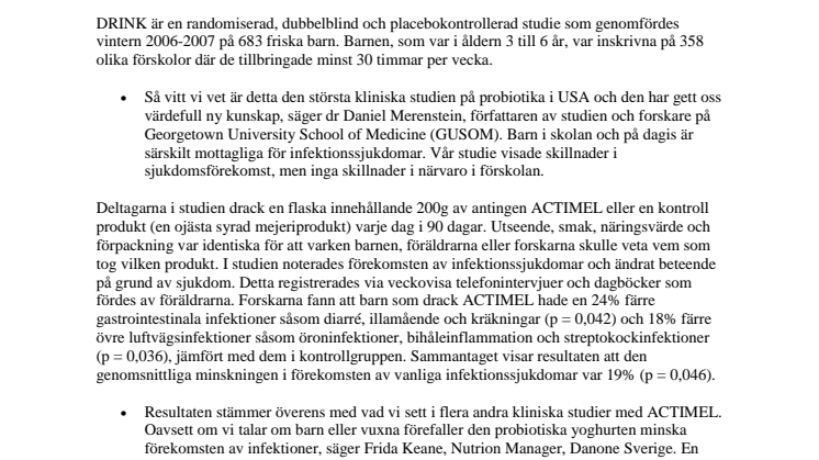 Friskare barn med probiotika